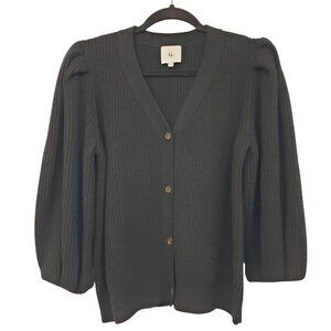 G Label by Goop GWYN Black Foster Hill Cardigan Sweater 100% Merino Wool